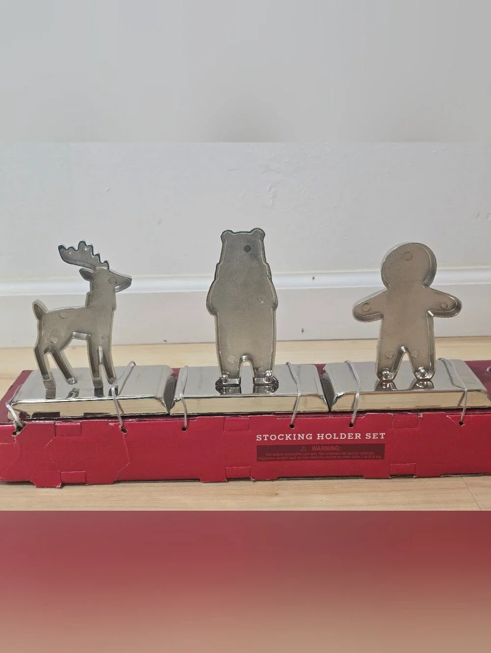 New Holiday Stocking Holders Set - Gingerbread, Polar Bear, Reindeer (Set of 3)